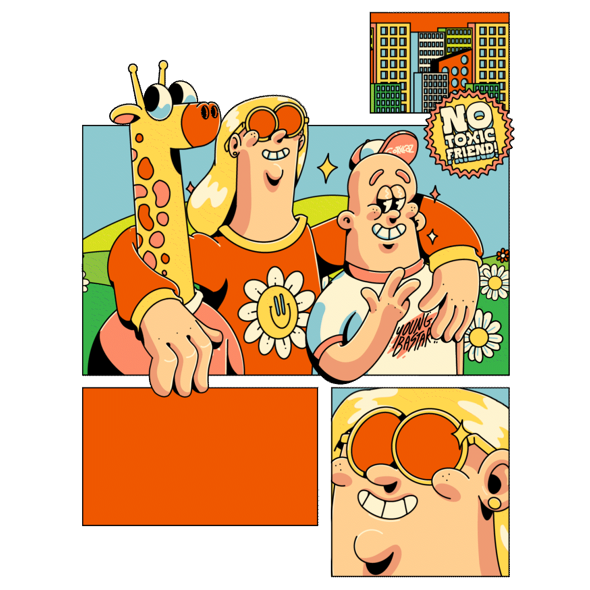 Friendship Artwork animation character character design design graphic design illustration logo mascot motion graphics retro retro mascot sticker design t shirt design