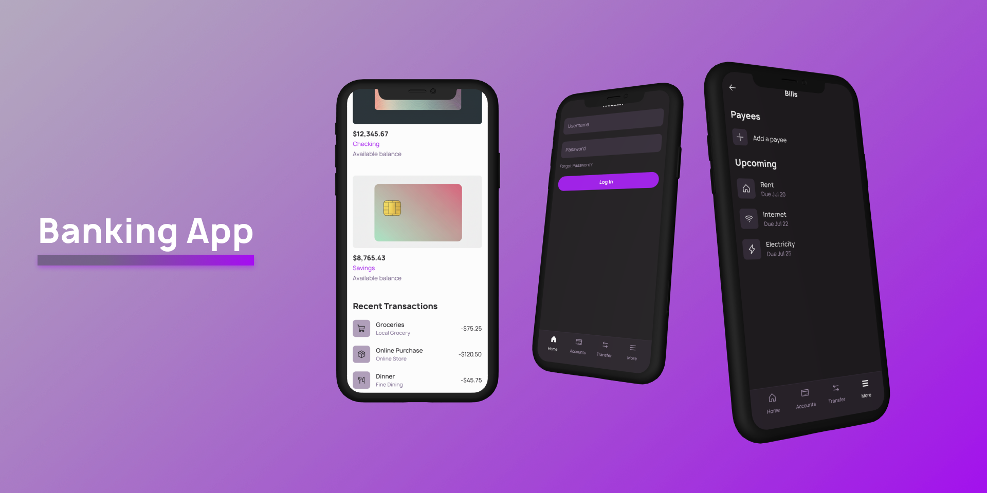 Banking App app design bank banking graphic design history login signup transactions ui ux