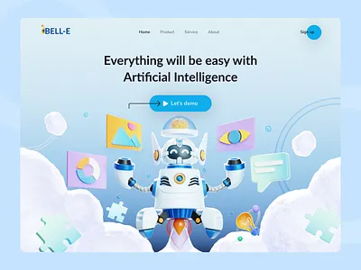 AI 3D Illustration Landingpage 3d 3d custom 3dillustrations ai artificial artificial intelligence blender branding design illustration landing page robot robot ai website