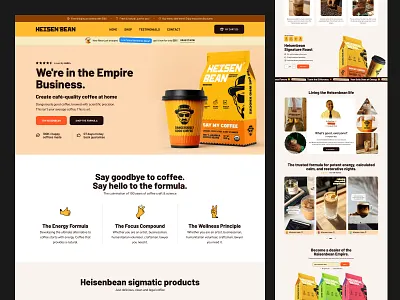 Heisenbean – Coffee E-commerce website Homepage coffee brand coffee homepage coffee shop coffee shop homepage cro focused website e commerce homepage ecommerce website figma design homepage landing page minimal design modern ui online shopping online store product design product page ui design web design website design website homepage