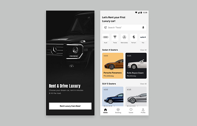 Luxury Car Rental App branding ui