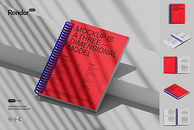Notepad Mockup Set background brand customizable design high quality high resolution mock up notebook notepad mockup set organized layers photo realistic photorealistic presentation smart object spiral stationery template