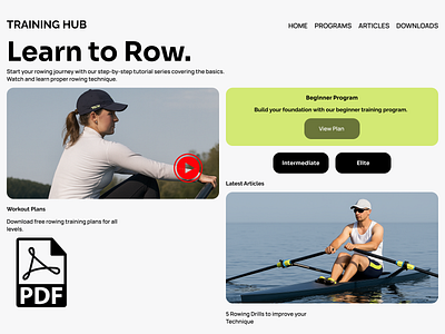 NexRow—Rowing Redefined (Learning Hub | Learn to Row UI Design) appdesign figma learninghub rowingsport sportsdesign training ui ux webdesign