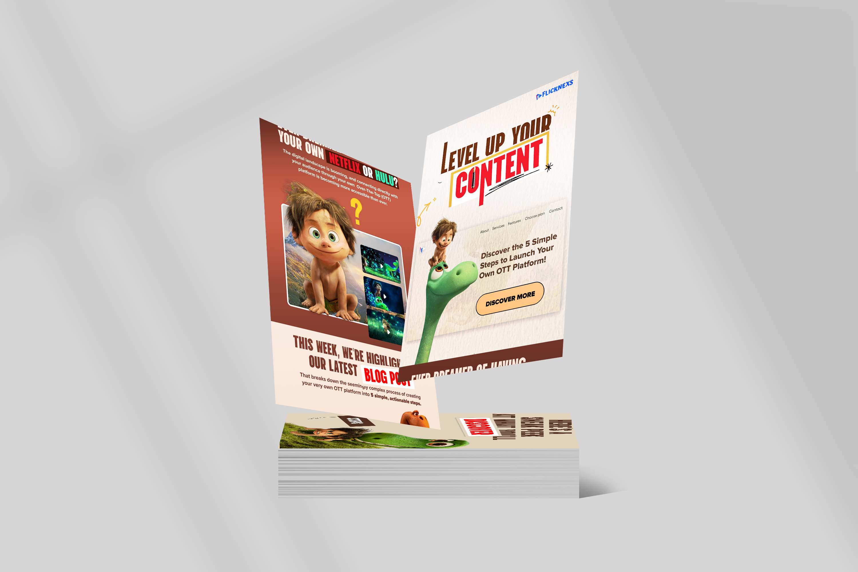 Level Up Your OTT Content – Newsletter Design Concept branding contentcreation graphic design illustration marketingdesign newsletterdesign ott typography ui uiux