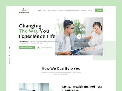 Voice of Hope - Counselling and Assessment Services - Hero counselling figma freelancer homepage interface landing landing page landing ui mental mental health minimal ui ui ux uidesign ux design web site web template website