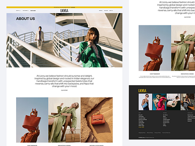 Liora – About Us Page Design about us page aboxagency d2c graphic design handbags innovation liora shopify ui uiux