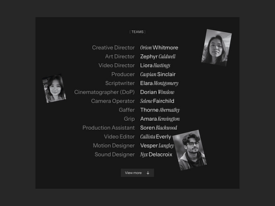 Helocine - Team Section about about page about us agency avatar company design layout portfolio profile resources studio team typography uiux user web design web site website