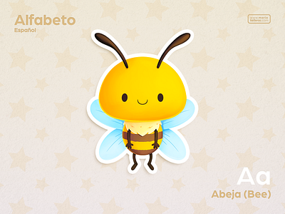 Abeja (bee) abeja alfabeto alphabet bee cartoon character cute design education illustration kawaii kids learn mexico spanish sticker
