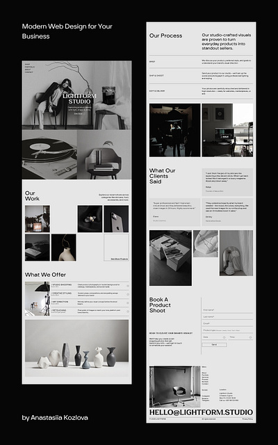 Landing Page Design for a Product Photography Studio ecommercedesign figmadesign landingpage photoshopdesign portfoliodesign uiuxdesign uxui webdesign