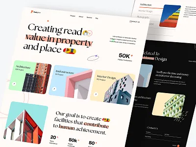 Architectural Agency Landing Page Website agency architecture architecture agency clean construction creative design home page interior landing page minimal property ui uiux uiuxdesigner uxdesigner website design wireframe