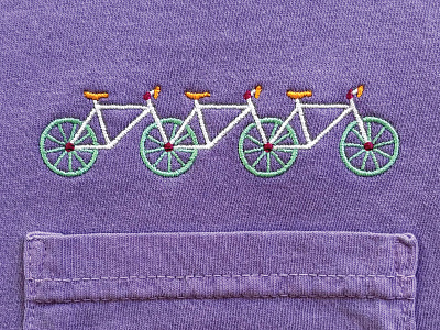 tetracycle shirt bicycle bike embroidery frame fun group love machine merch power purple ride shirt spoke swag tandem thread together wheel
