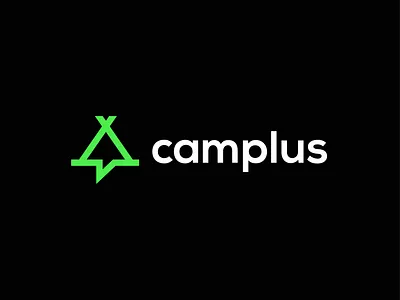 camplus camp camp logo camping chat connect logo logo design manage message message tool plus saas tent tent logo