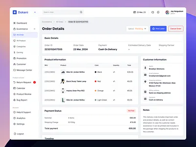 Dokani - Order Details Page Design app design branding clean dashboard design design service ecommerce ecommerce dashboard design illustration minimal ui ui design ui ux designer ux ux design web design web design agency website design