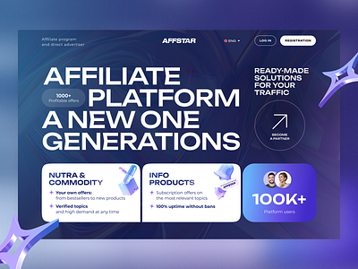AFFSTAR — CPA platform website cpa cpa plarform first screen graphic design landing page main marketing ui ux web design website