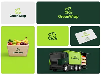 GreenWrap Sustainable Eco Friendly Packaging Logo Design Fresh brand identity brand kit branding corporate logo design creative logo design design graphics design logo logo logo brand logo design minimal sustainable identity