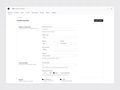 Create monitors - Upstream app clean create design developer tool form inspiration light mode light theme minimal monitors saas startup ui ux web web app