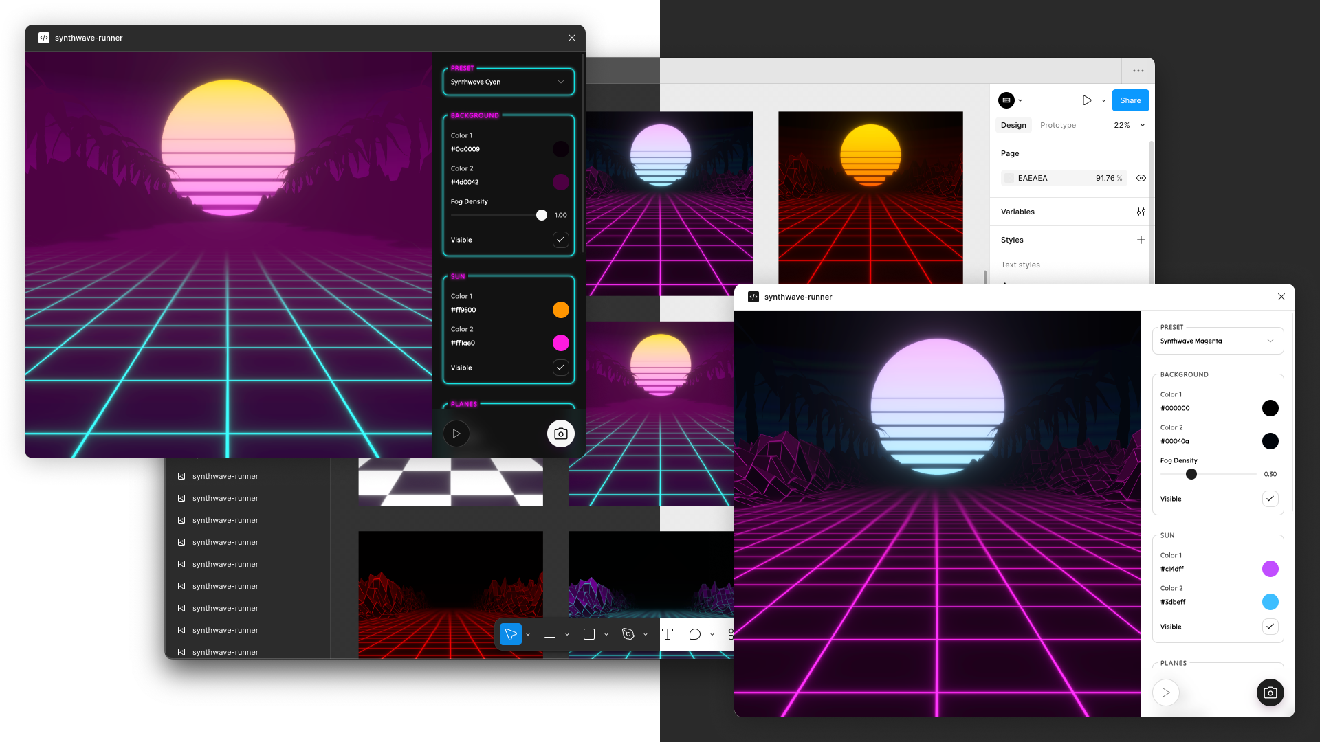 Synthwave Runner 3d animation figma synthwave ui ux vaporwave