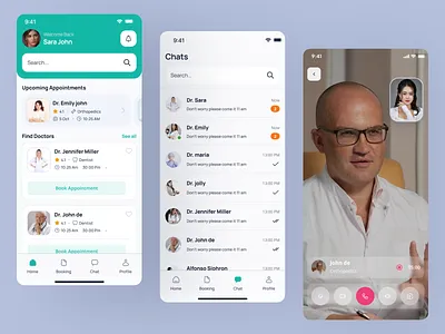 Doctor Consultation App app design app ui design chat page clean ui doctor app doctor app uiux figma figma designer home poage mobile app design modern design ui ui design uiux uiux design ux video call