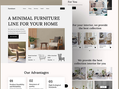 Furniture landing page architecture bed decoration design furniture homedecor homedesign interior interiordesign interiors kitchen landing page lifestyle luxury sofa style ui ux website