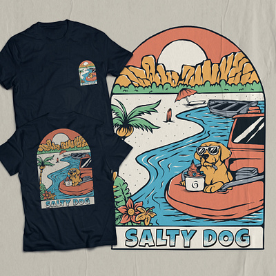 SALTY DOG animal animation beach branding clothing digitalart dog graphic design illustration logo merchandise tshirt vacation vintage