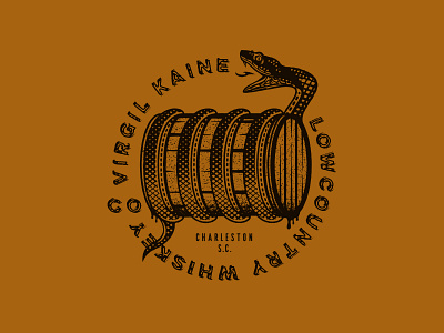 Lowcountry Whiskey barrel branding design illustration snake t shirt tee texture type typography vector whiskey