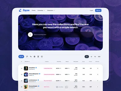 NFT Collection List | UIUX / UXUI Design bitcoin collection crypto cryptocurrency drop etherium exchange finance nft nft art opensea responsive token trade ui ui design ux uxui web design website
