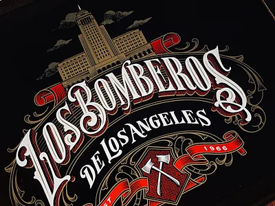 Sketch Option I Los Bomberos badge logo branding drawing firefighter fireman lettering logo typography vintage vintage logo