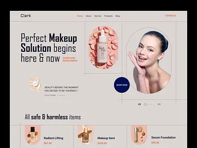 Makeup product- website concept beauty product beauty saloon cream creative layout fancy header 2023 fancy web header landing page makeup item natural makeup natural skincare skincare product skincare routine sushmita mou trendy web 2023 web design web header website 2023