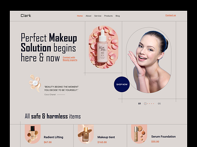 Makeup product- website concept beauty product beauty saloon cream creative layout fancy header 2023 fancy web header landing page makeup item natural makeup natural skincare skincare product skincare routine sushmita mou trendy web 2023 web design web header website 2023