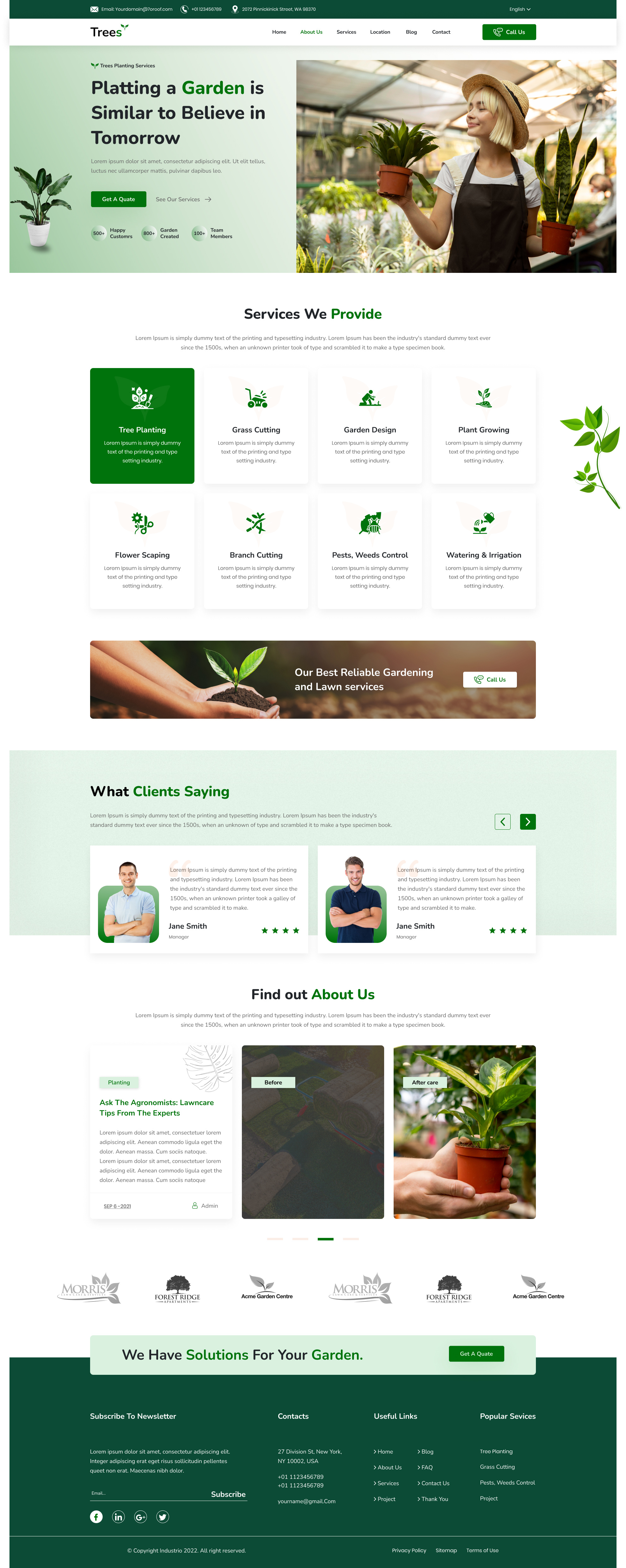 Gardening agency branding business design landing page uiux