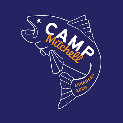Camp Mitch Logo bachelor branding camp fishing logo