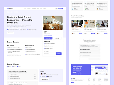 Course Details Page cart checkout clean course coursedetails coursepage edtech education elearning faq instructor minimal onlinecourse pricing productdesign rating reviews ui ux webdesign