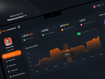 MetaXContract – Web3 Dashboard UI/UX app design blockchaindesign cryptodashboard dashboarddesign datavisualization defi gamefi metaverse nft productdesign tokenomics ui ux web3