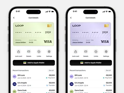 Card Detail Page cards details finance ui