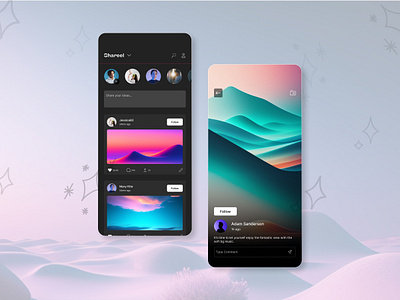 Shareel I Reel Sharing App clean clear color colorful dark design home instagram logo minimal mobile mobile design reel social social media swipe ui user interface ux video