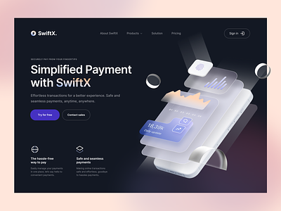 Swift-X | Payment software application android app bank clean dark finance gateway illustration interface ios pay payment saas software tech technology ui ux web web app