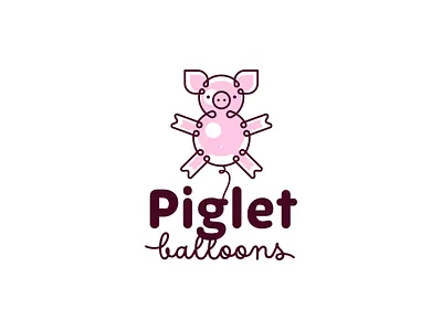 Piglet balloon brand cute design graphic design logo pig vector