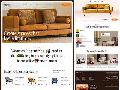 Mavren - Furniture Landing Page / eCommerce Website 3d figma furniture graphic design ui web design website website design