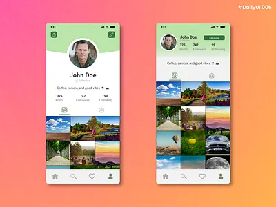 Daily UI #006 - User Profile aplication app branding colors daily daily 100 challenge daily ui dailyui design editing graphic design illustration instagram logo personal pictures profile sharing ui ux