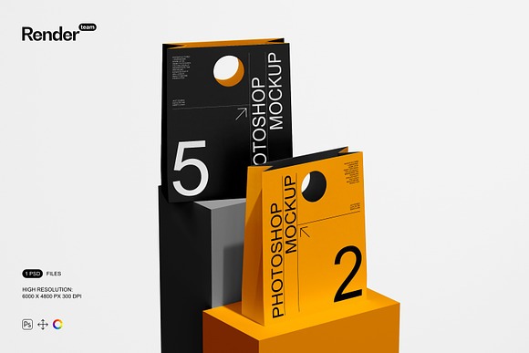 Paper Bag Display Mockup PSD bag box box mockup brand branding design identity macbook mockup mockup packaging paper bag paper bag display mockup psd paper bag mockup scene template