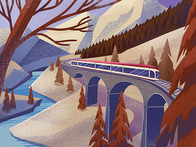 Winter Train Digital Artwork 3d animation app branding design flat graphic design icon illustration illustrator logo minimal motion graphics typography ui ux vector web web design website