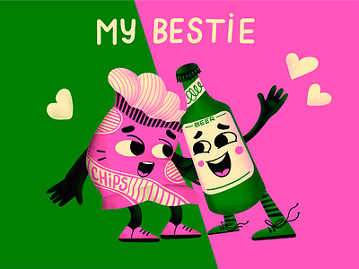 Tasty Valentine Couples: Chips and Beer 3d animation app branding design flat graphic design icon illustration illustrator logo minimal motion graphics typography ui ux vector web web design website