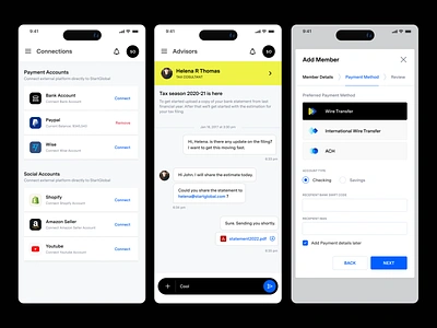 StartGlobal Mobile App accounts banking chat connect platforms mobileapp payment app payment transfer startglobal startups support tax filing