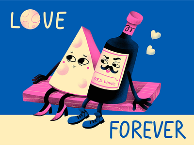 Tasty Valentine Couples: Wine and Cheese 3d animation app branding design flat graphic design icon illustration illustrator logo minimal motion graphics typography ui ux vector web web design website