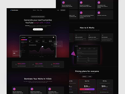 AutoScripter aidashboard aiforcreators aiinnovation aiintegration aiinterface aiplatform aiproductdesign aiworkflow artificialintelligence designsystem generativeai landingpage productdesign saasdesign ui uidesign webapp