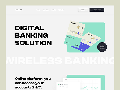 Digital Banking Landing banking card clean design digital banking e wallet fintech mastercaerd money savings send money transactions transfer ui unbend