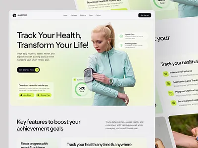 Health and Fitness Buddy Landing clean design design fitness fitness landing framer health health and fitness landing health landing page landing page tracker landing ui uiux web design