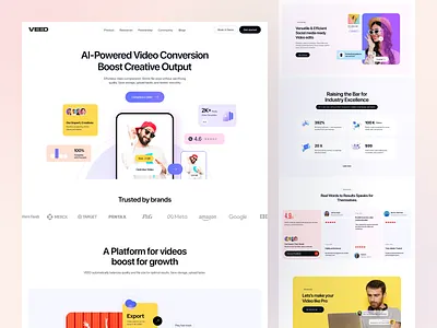 VEED AI Video Editing Platform Website ai ai creator clean design content creator create video homepagedesign landingpagedesign layout design social media post social video ui design uiuxdesign ux design video editing web webdesign website