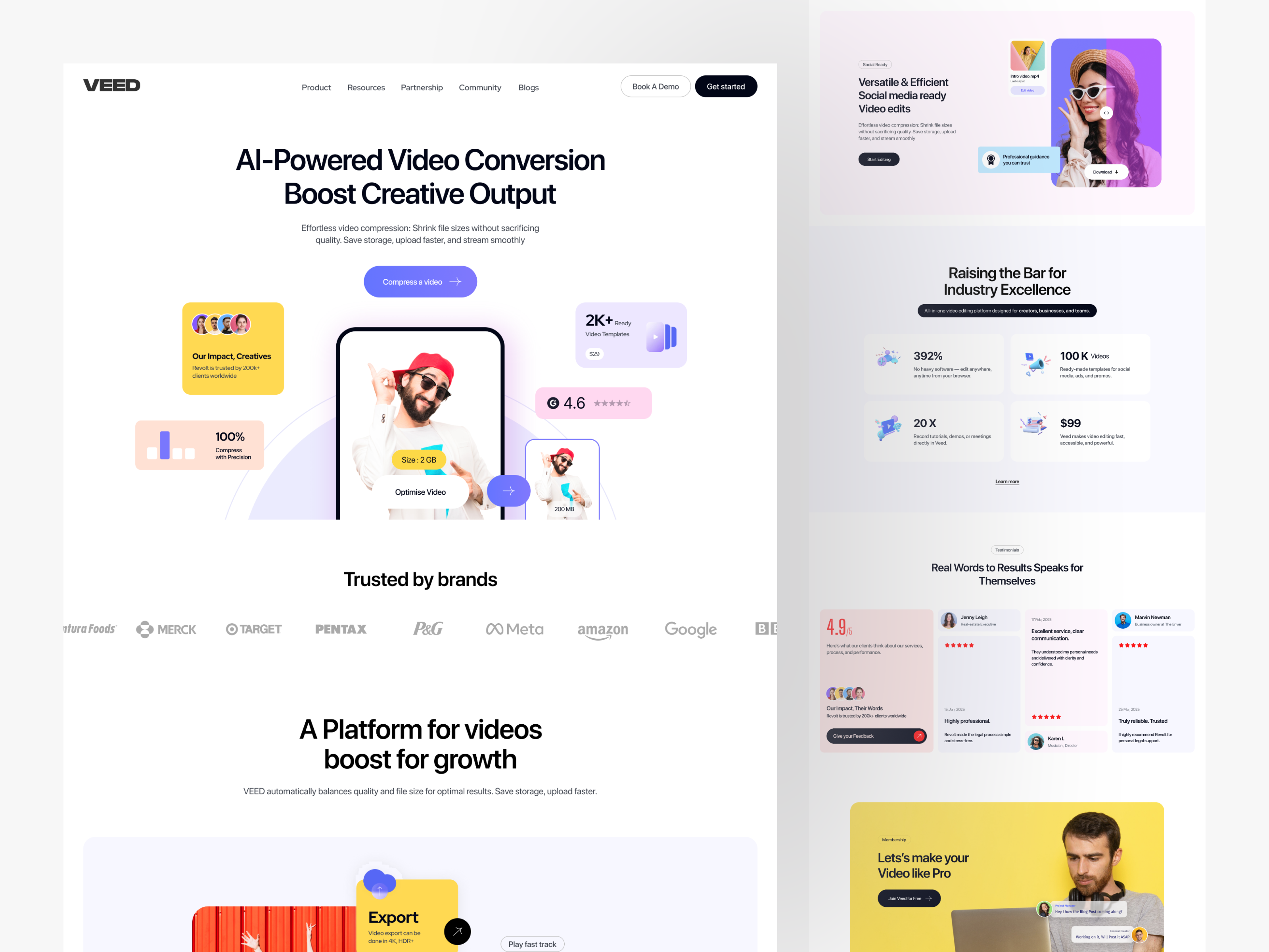 VEED AI Video Editing Platform Website ai ai creator clean design content creator create video homepagedesign landingpagedesign layout design social media post social video ui design uiuxdesign ux design video editing web webdesign website