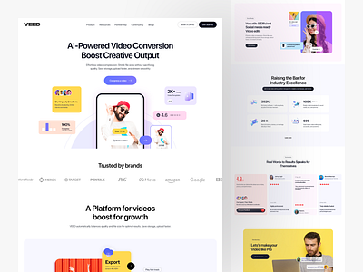 VEED AI Video Editing Platform Website ai ai creator clean design content creator create video homepagedesign landingpagedesign layout design social media post social video ui design uiuxdesign ux design video editing web webdesign website